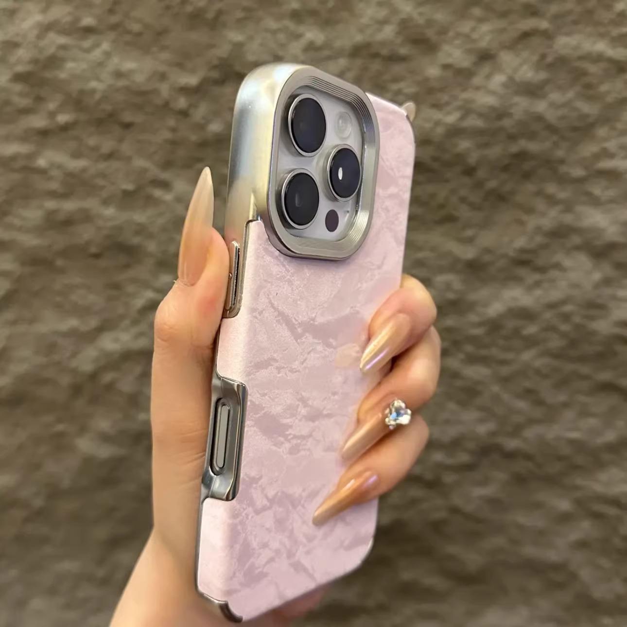 

Мягкий силиконовый чехол из кожи с узором «Снежная гора» для iPhone 16 15 14 13 11 12 Pro Max 16 Plus, противоударный бампер iPhone 12=12Pro розовый