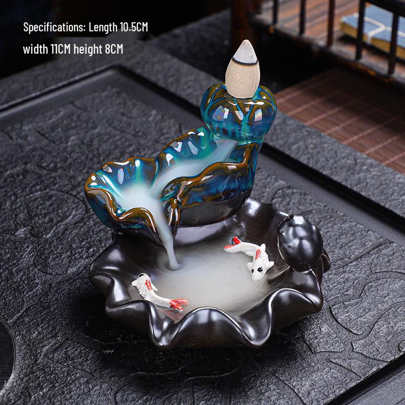 Zen Sandalwood Backflow Incense Burner for Indoor Use - Creative Ornament with Scented Oil Burner for Tea Ceremonies.