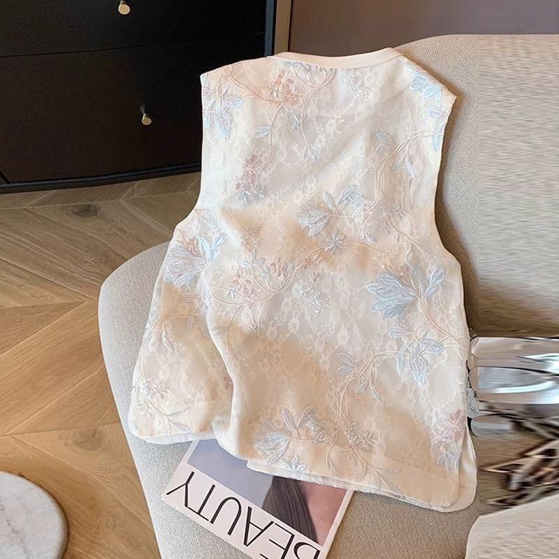 Summer lace jacquard embroidered vest vest retro sleeveless vest women spring and summer