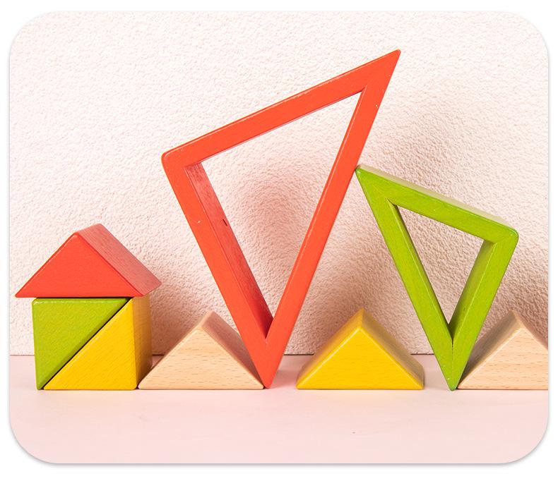 Beechwood Rainbow Stacking Blocks: Educational Toy for Color and Shape Recognition in Kindergarten Children