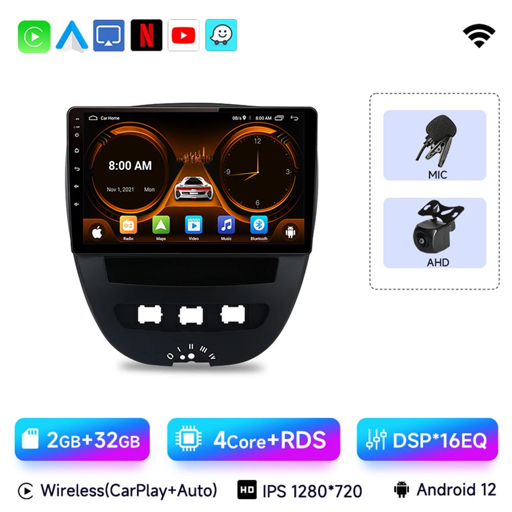 JIUYIN  Car Radio For Peugeot 107 Toyota Aygo Citroen C1 2005 - 2014 Android 13 wireless CarPlay Android Auto No 2 din  DVD