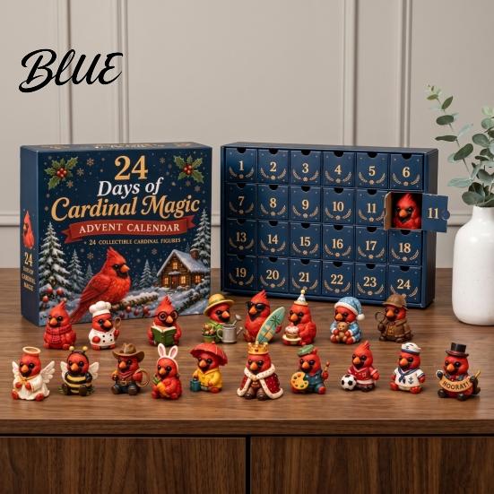 Winter Decoration Items Red Bird Christmas Advent Calendar 24 Unique Miniature Parent Child Interactive Toys Figurines Tree Hanging Ornaments
