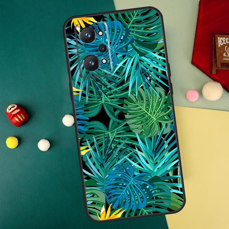 Tropisches Blattmuster für Realme GT7 Pro 15 13 10 11 12 14 Pro Plus C55 C71 C75 C67 C63 C61 C53 C35 C65 GT6 Hülle