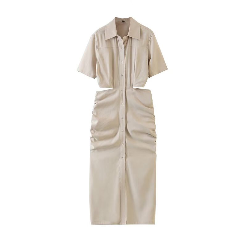 Kaslead New Arrival Women's Clothing Fashion Style Fashion Minimalist Short Sleeve Midriff Outfit Long Dress