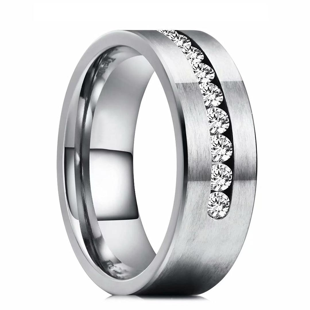 

Роскошные мужские кольца серебряного цвета, титановые кольца из нержавеющей стали для мужчин и женщин, кольца с камнем из кубического циркона, свадебные украшения, подарки