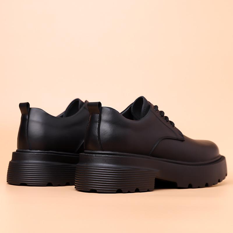 Derby Shoes Business Casual Shoes Genuine Leather Cowhide Business Casual Shoes Men's Big Thick Sole Big Head Non-slip and Wear-resistant Shoes