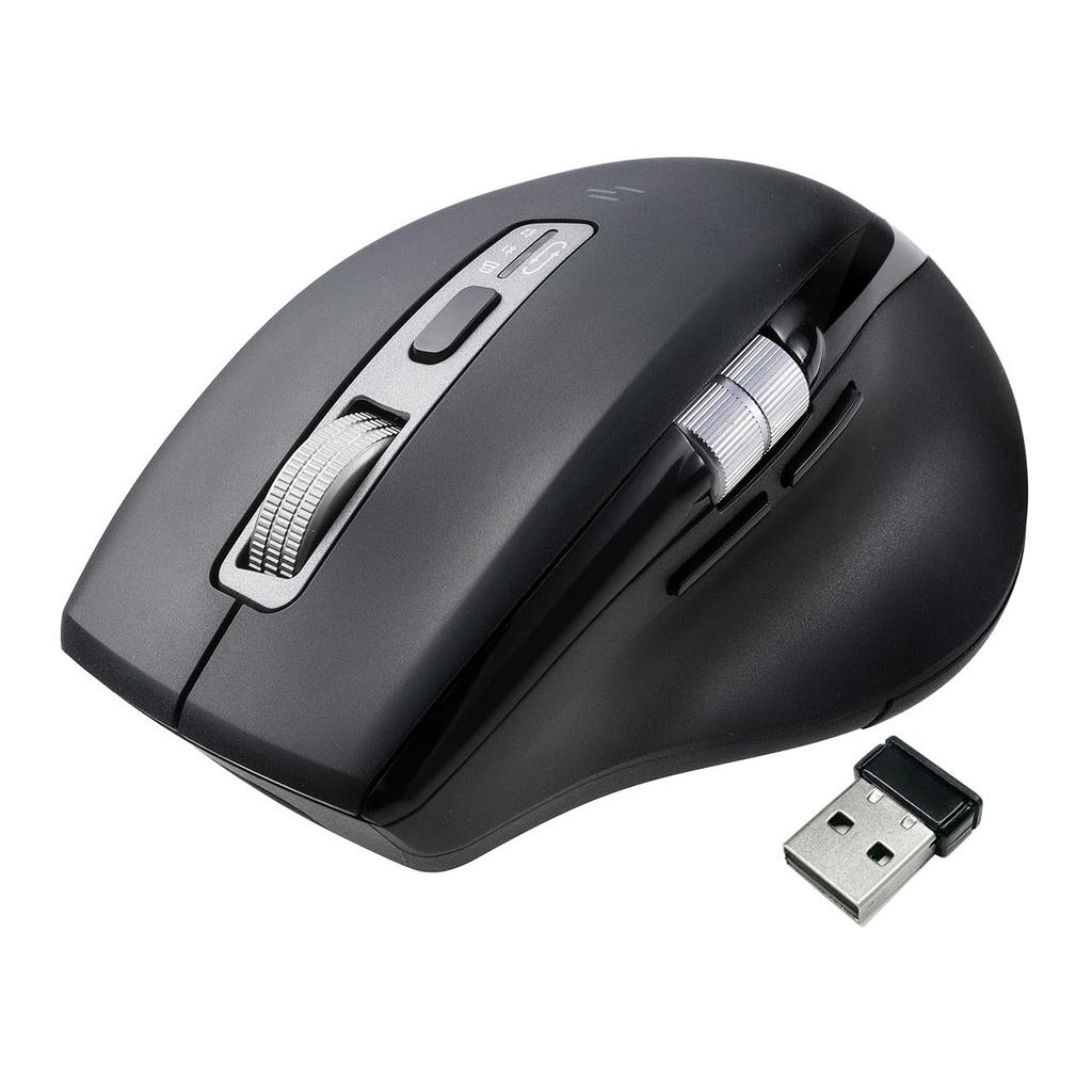 SANWA DIRECT Wireless Horizontal 5 Mouse, Scrolling, High-Speed Scrolling, Quiet, Bluetooth, Multi-Pairing, Rechargeable, Buttons, Back/Forward