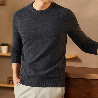 Men's Thick Round Neck Wool Pullover Sweater - Business Casual Dad Style