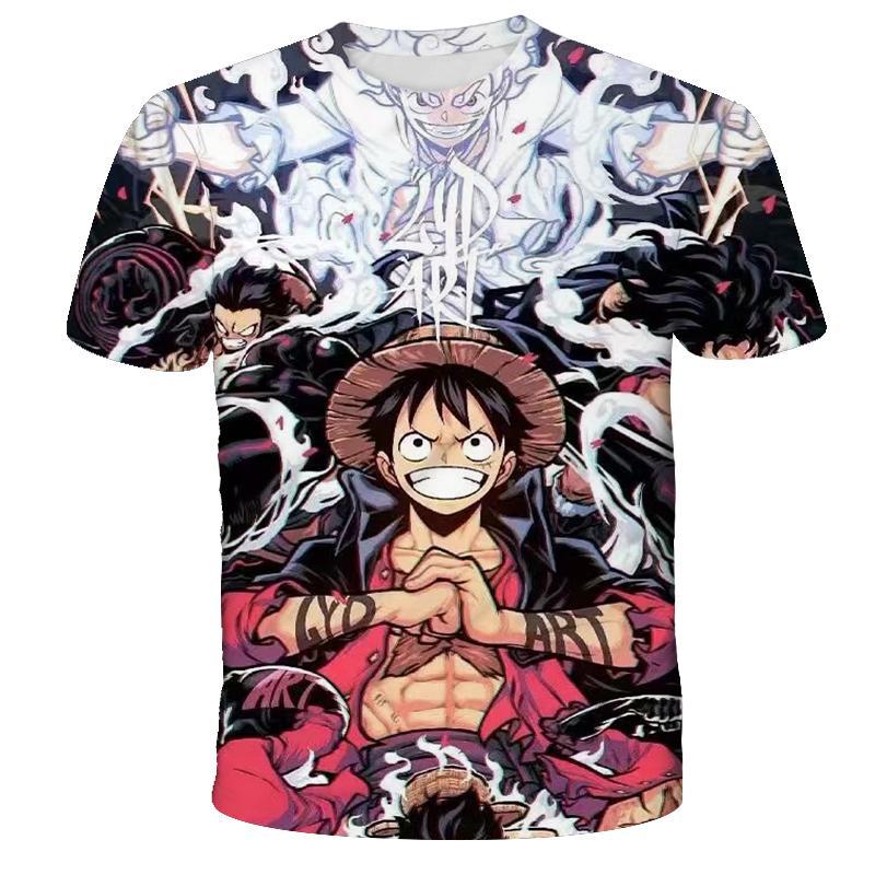 One Piece Luffy Girls T-shirt Kids Short Sleeve Children Print T-shirts Tees Boys' Casual Clothes Ghild O Neck Shirt Daily Tops