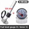 100-500mm Stainless Steel Marine Fuel Level Gauge Sensor Fit Boat Car Fuel Level Gauge Meter 0-190 ohm with Red Backlight 9-32V
