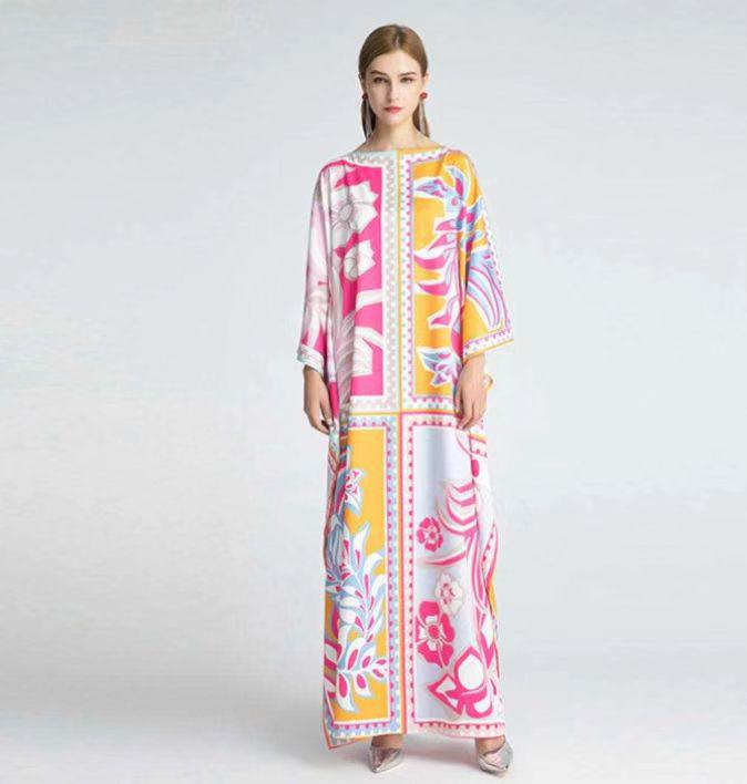 Rochie Lungă Casual de Vară pentru Femei cu Decolteu în V și Imprimeu