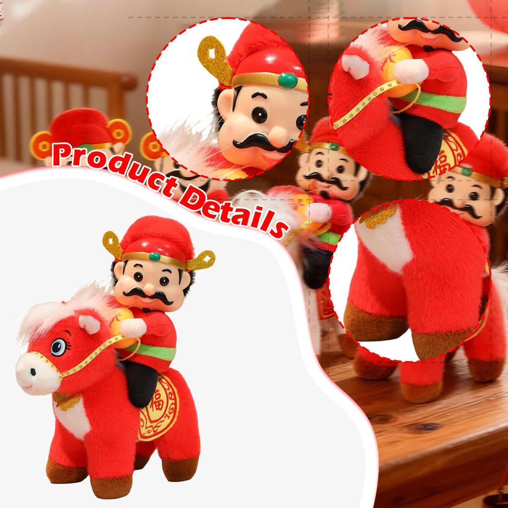 Year Horse God of Wealth Toy Ornament Adorable Collectible Soft