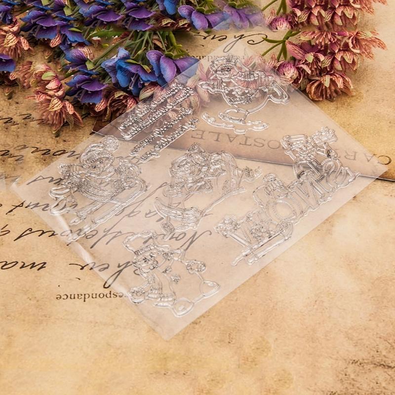 Christmas Snowman Clear Stamps for Christmas Card Making, Scrapbooking Decorative Stampers Background Silicone Stamps