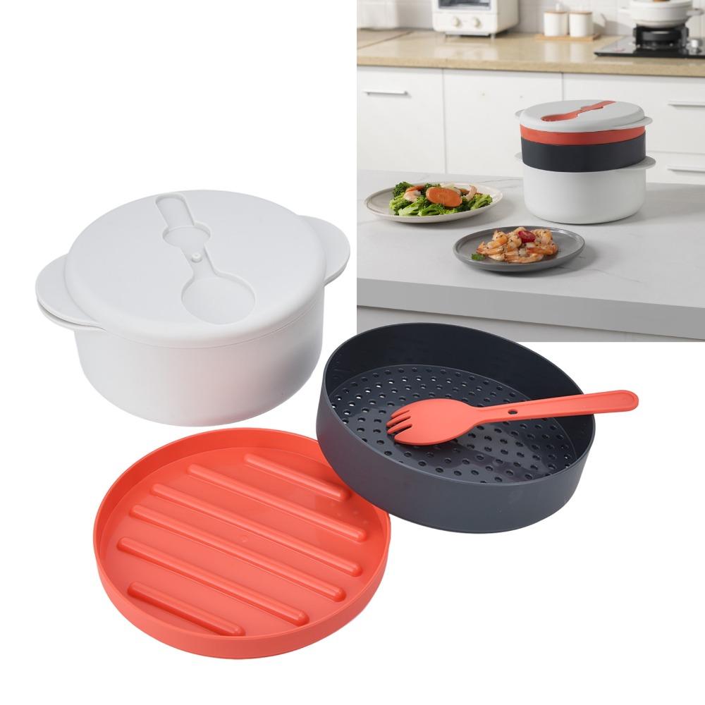 Prevent Burns Handle Microwave Steaming Container Home Cooking