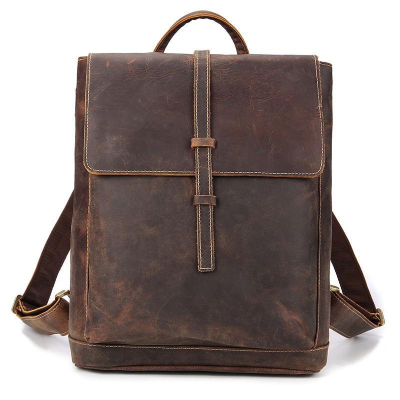 Vintage Crazy Horse Leder Rucksack für Damen und Herren - Echte Leder Reise- und Schultasche