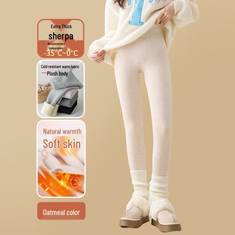 Extra Thick Plush High Waist Winter Leggings - Slimming Skinny Wool Pants for Women