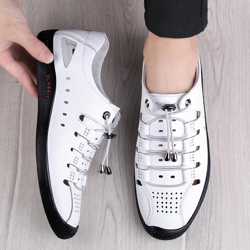 Fashion High Quality Mens Sandals Summer Breathable Luxury Designers Leather Outdoor Shoes Comfy Beach Flats Luxury Casual Shoes