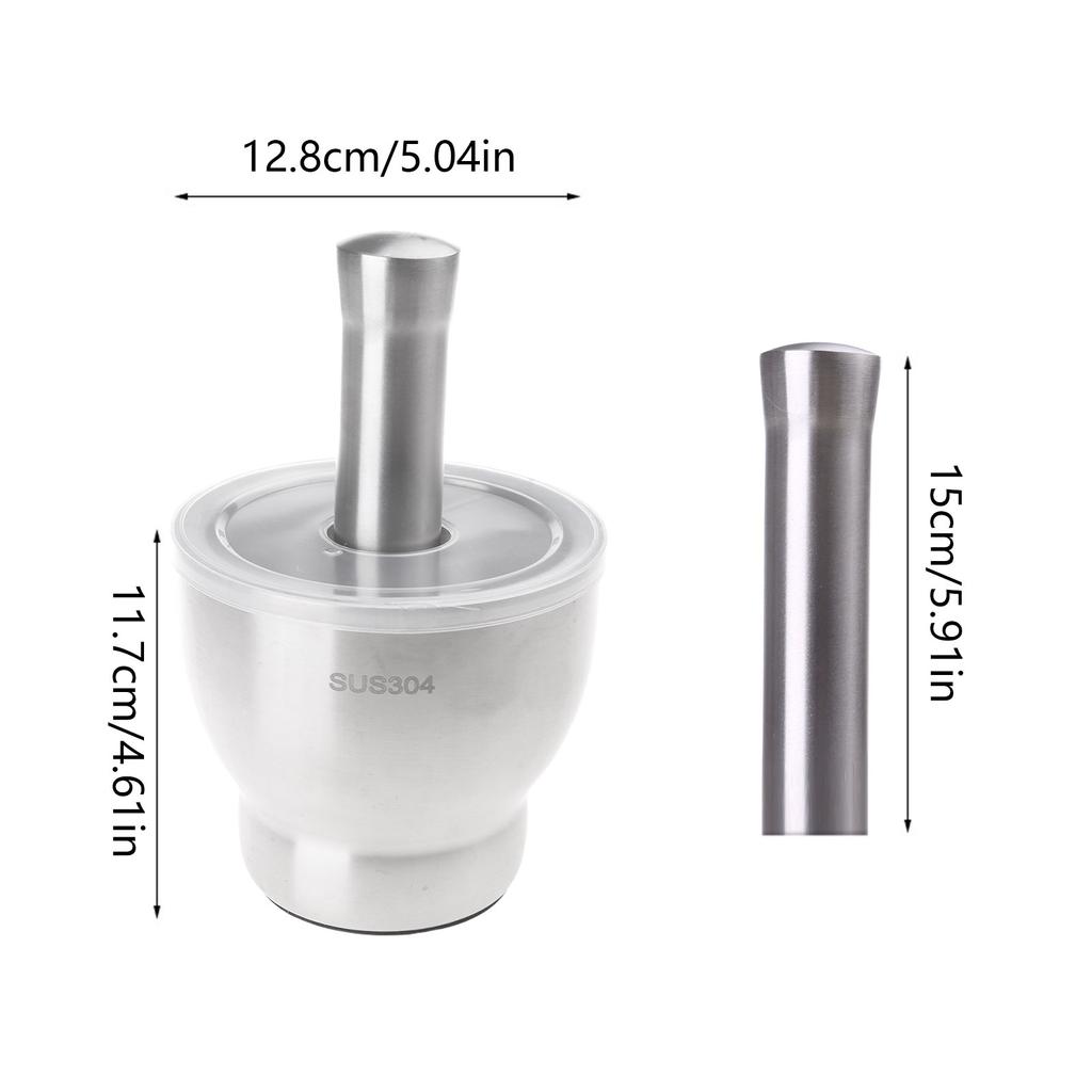 Efficient Mortar and Pestle Set Food Grinder Pills Crusher Spices Grinder 304Stainless Steel Material for Kitchen