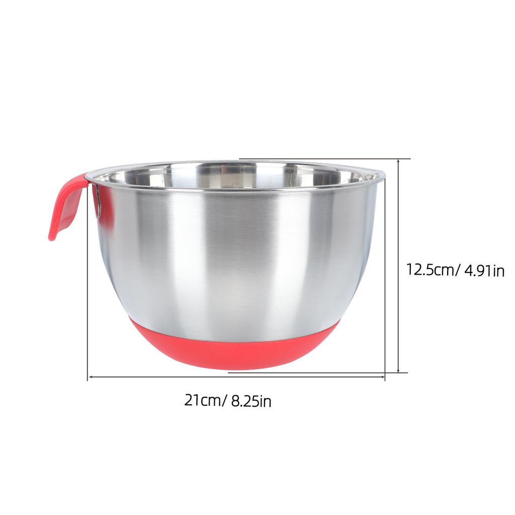 1Pcs Egg Mixing Bowl Silicone Stainless Steel Inclined Mouth Salad Basin Kitchen Storage Container Multipurpose Rice Pasta Soup