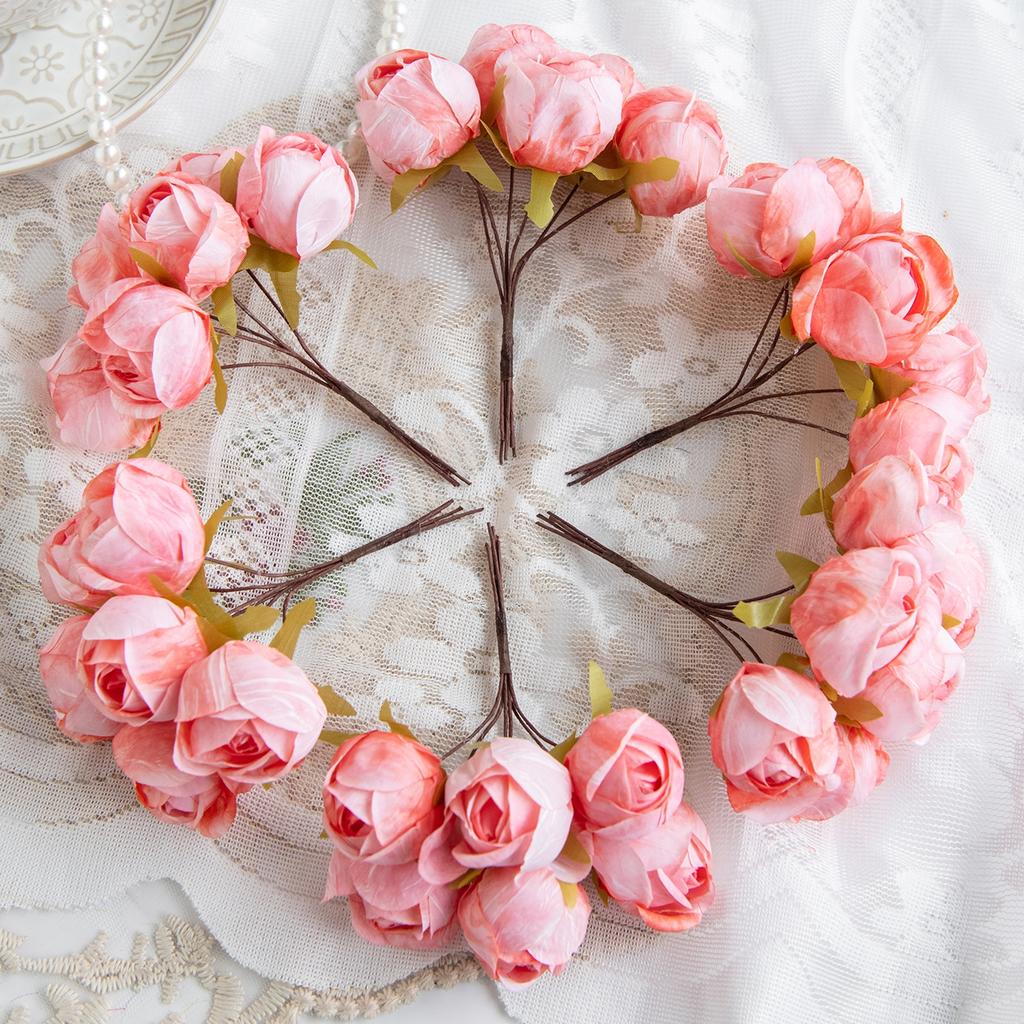 Artificial Flowers Silk Mini Bouquet High Quality Outdoor Garden Wedding Wreath Home Room Table Decora Scrapbook Bridal Diy Gift