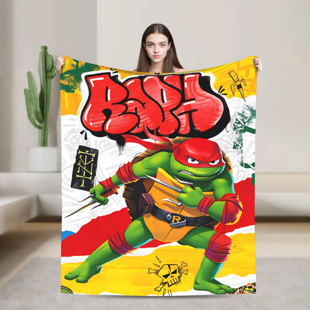 Comic Warm Soft Blankets T-Tmnts Character Decorative Plush Bedding Throws Funny Home Decor Flannel Bedspread Sofa Bed Cover