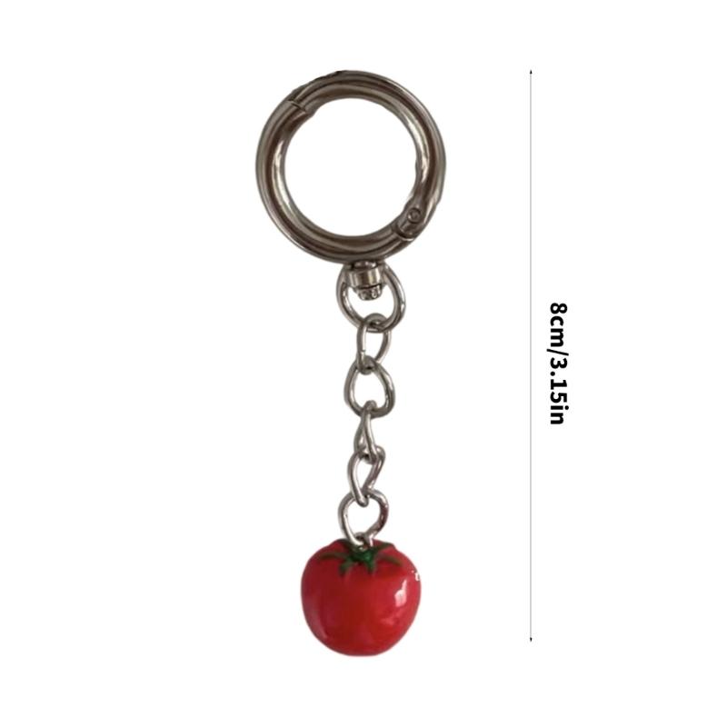 Whimsical Tomato Shape Keyring Resin Alloy Crafted Charm Stylish Accessory Fashion Keychain Pendant for Keys Backpacks