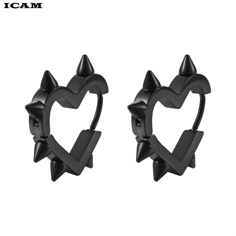 

Exaggerated Spike Rivet Heart Stud Earrings for Women Men 3 Colors Stainless Steel Ear Buckle Piercing Goth Jewelry Gifts Aretes чорний