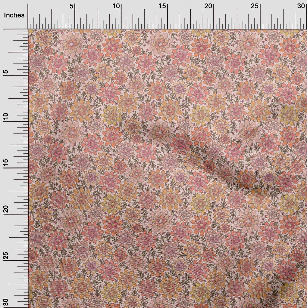 oneOone Cotton Flex Dusty Pink Fabric Floral Retro Diy Clothing Quilting Fabric Print Fabric By Yard 40 Inch