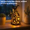 Halloween Party Props Witch Lamp, Light Up Figurine with Broom And Lantern, Gothic Resin Table Decor Spooky Night for Tabletop Indoor Home Mysterious