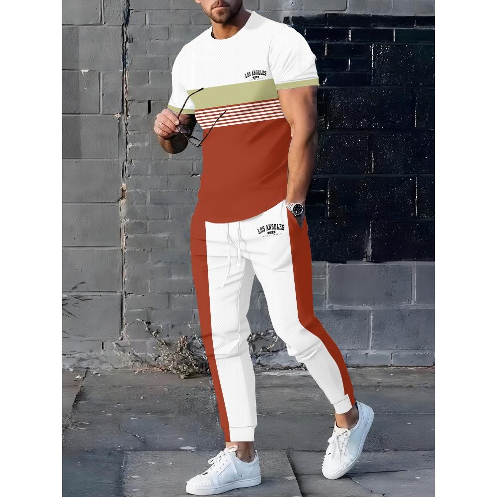 2026 Summer Men's Suit with Letter Print Breathable Lightweight Casual Fashionable Outdoor Men's Clothing