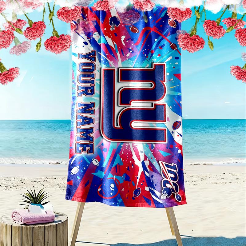 New York Giants Print Beach Towel, Large Soft Quick Dry Towel for Beach Camping Swimming
