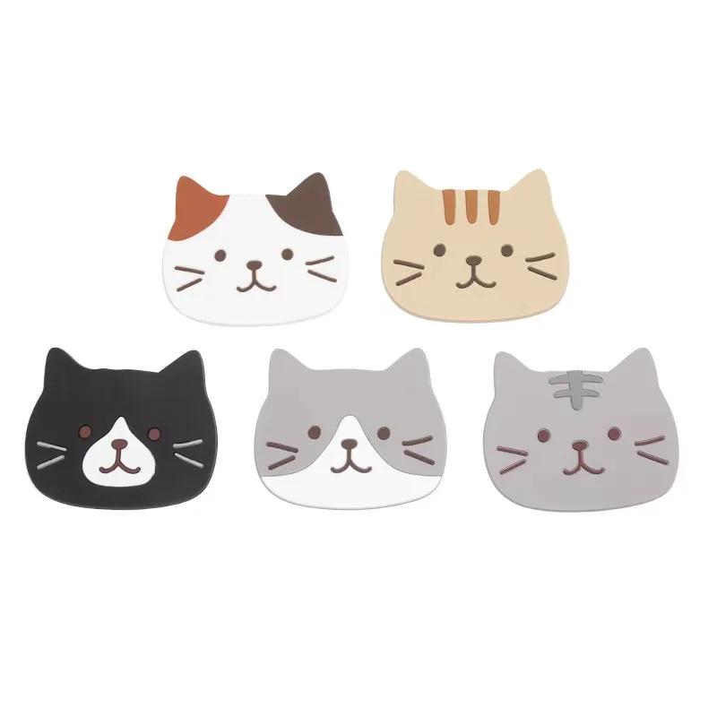 1pcs Cat Silicone Cup Coaster Mat, Waterproof & Heat Anti-slip and Anti-burn PVC Resistant Table Placemats