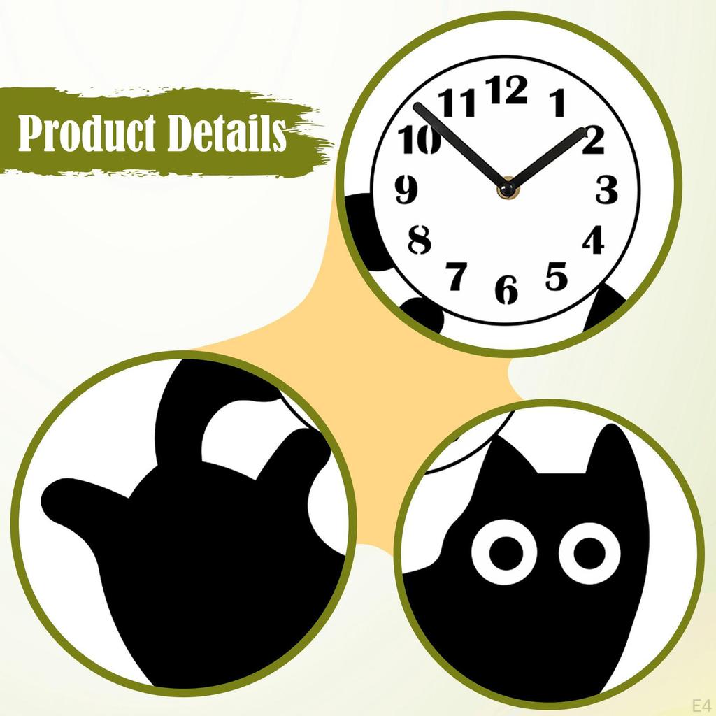 Acrylic Cat Design Silent Hanging Wall Clock Decorative Pendulum Ornament Suitable for Bedroom