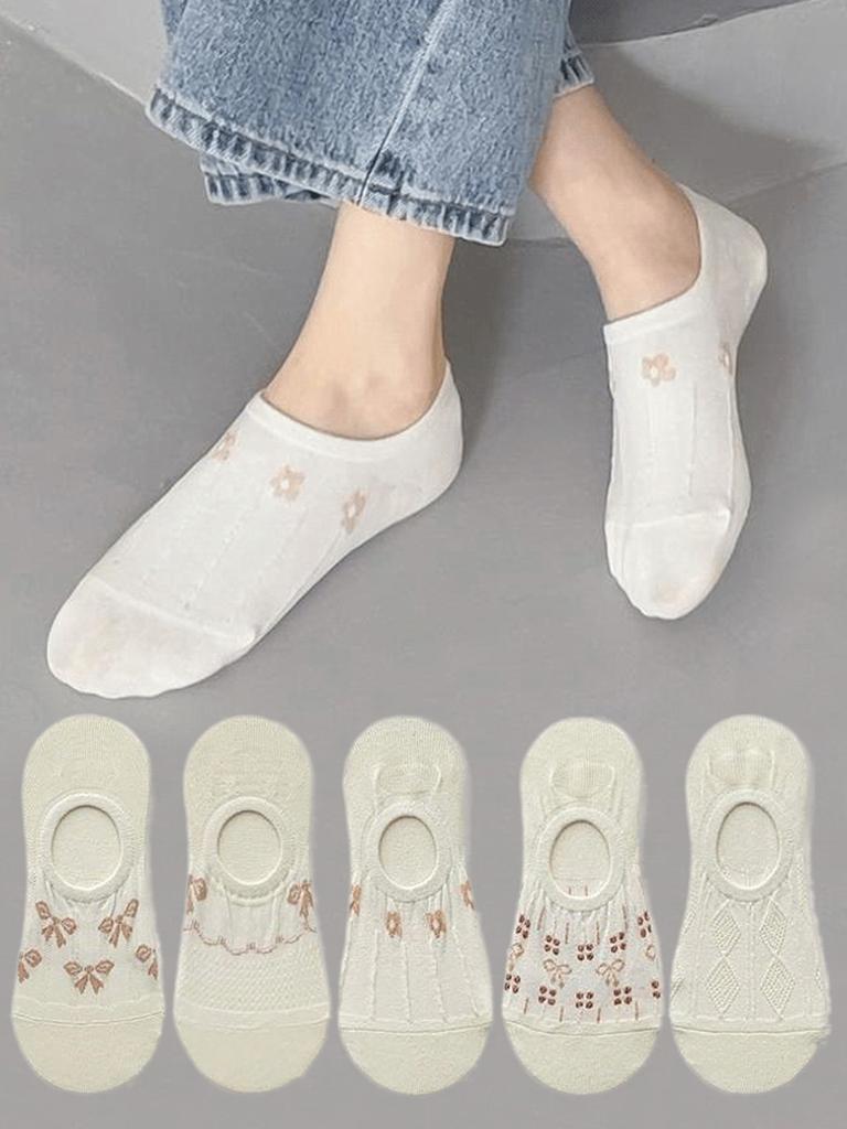 10 Pares de Meias Invisíveis Simples, Pacote de Meias Invisíveis Respiráveis de Corte Baixo, Meias e Meias-Calças Femininas