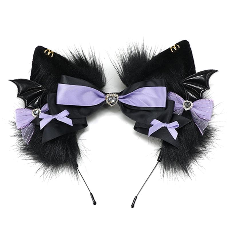 Cats Tail Lovely Cats Ears Hairband Plush Wolf Tail Halloween Party Costume Accessories for Adult Woman Man