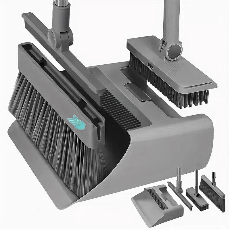 Compact Folding Broom & Dustpan Set with Soft Bristles for Household Cleaning