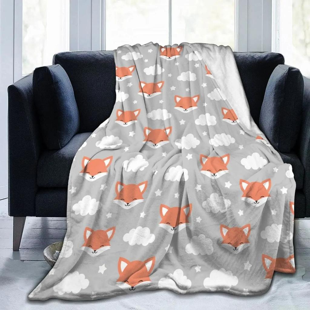 Orange Fox Soft Throw Blanket All Size Lightweight Flannel Blanket for Couch Bed Sofa Travel for Teen Adults Animal Blanket,gift