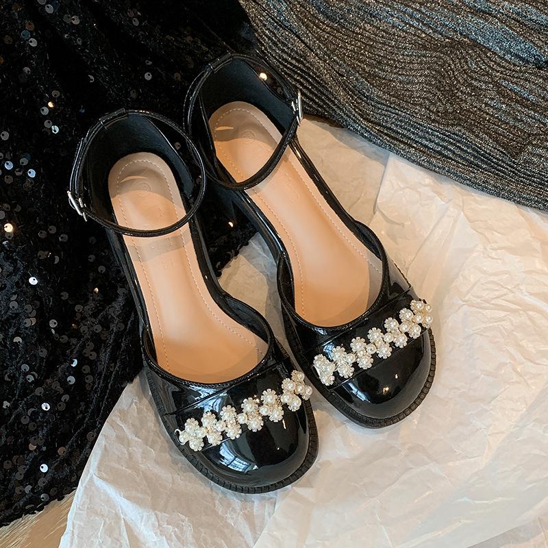 Thick Heel Light Mouth Word with Thick Heel Mary Jane Single Shoes Female Style Student Female Sandals