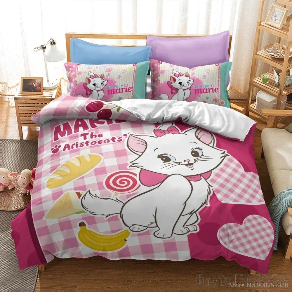 3D Print Cartoon Marie Cat Duvet Cover Set HD Comforter Cover for Kids Bedding Sets Bedclothes Bedroom Decor