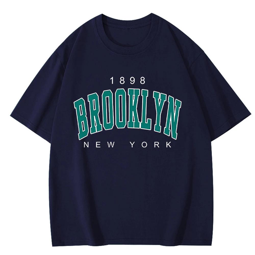 Brooklyn 1898 New York T-Shirt Summer Cotton Letter Printed T Shirt Men Women Harajuku Casual Short Sleeve Hip Hop Streetwear