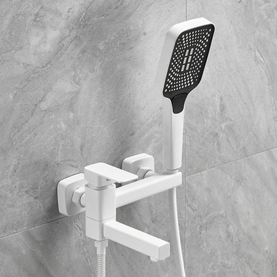 Black Brass Bathroom Bathtub Faucet Set with Shower Head and Hot/Cold Mixer Valve
