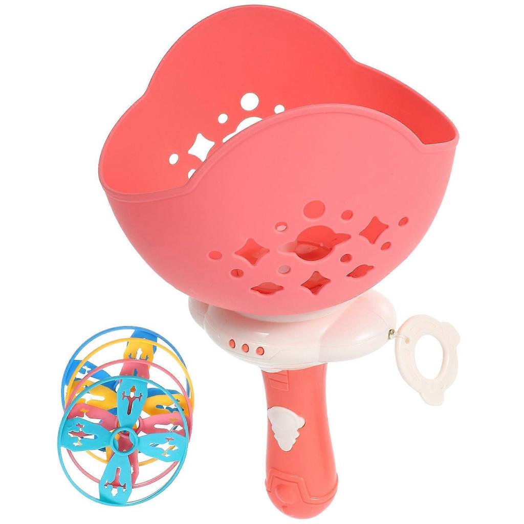 2Sets Outdoor Flying Disc Toy for Kids Interactive Pink ABS Launcher Play