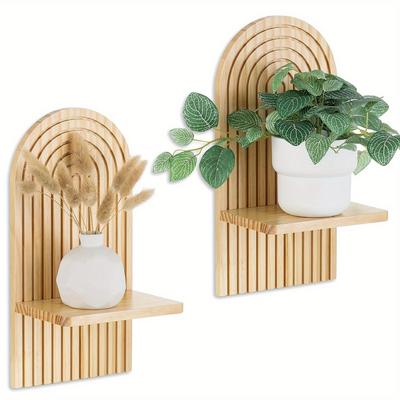 Bohemian Wall Mounted Bookshelf Wall Storage Rack Bohemian Floating Shelves for Bedroom Living Room Aesthetic Hanging Shelf Modern Rainbow Wall Candle