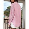 Women's summer striped shirt long-sleeved lapel loose shirt