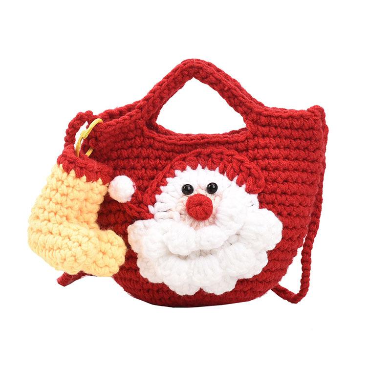 Neue 2025 Mode Cartoon Schultertaschen Weihnachten Handgemachte Garn Gehäkelte Handtasche Kreative Weihnachtsmann Schneemann Kürbis Form Handy Umhängetasche