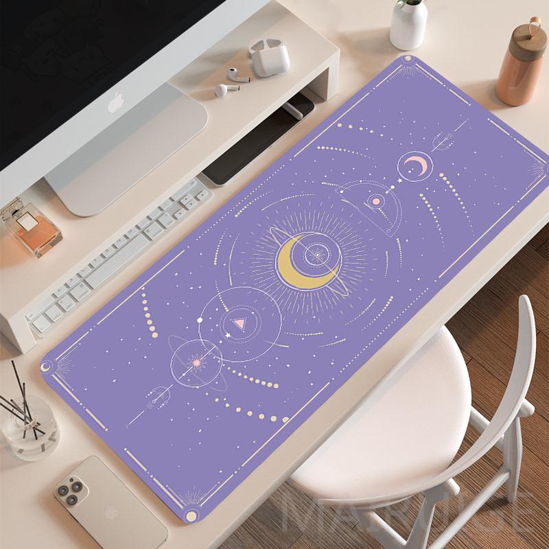 Kawaii Moon Star Mouse Pad Extra Girly Accessories Playmats Cute Carpets Lapto Gamer Purple Pink Magic Large Keyboard MouseMat