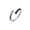 Gold Plated Brass Colorful Enamel CZ Open Ring Neon Adjustable Stackable Cubic Zirconia Women Jewelry Gift