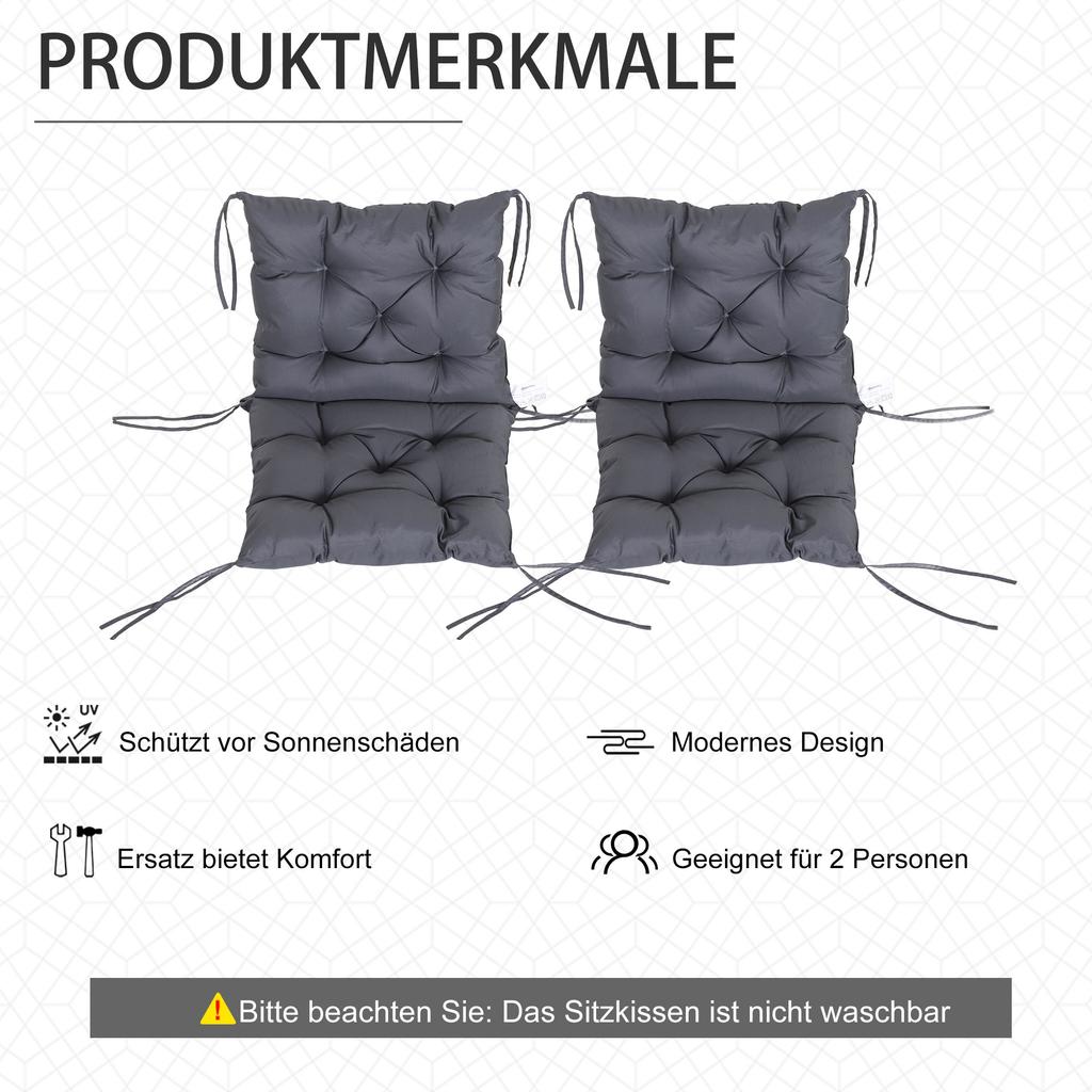 Set of Two Outdoor Seat Cushions - Grey