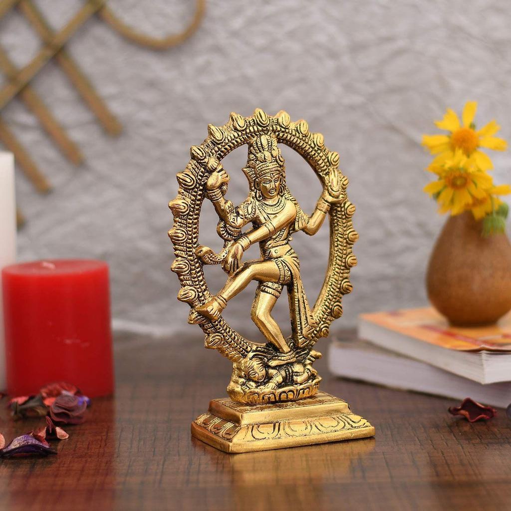 Metal Shiva Idol Natraj Statue Statue for Home Decor - Gold Plated Dancing Shiva Natraja/Natrajan Showpiece Figurine