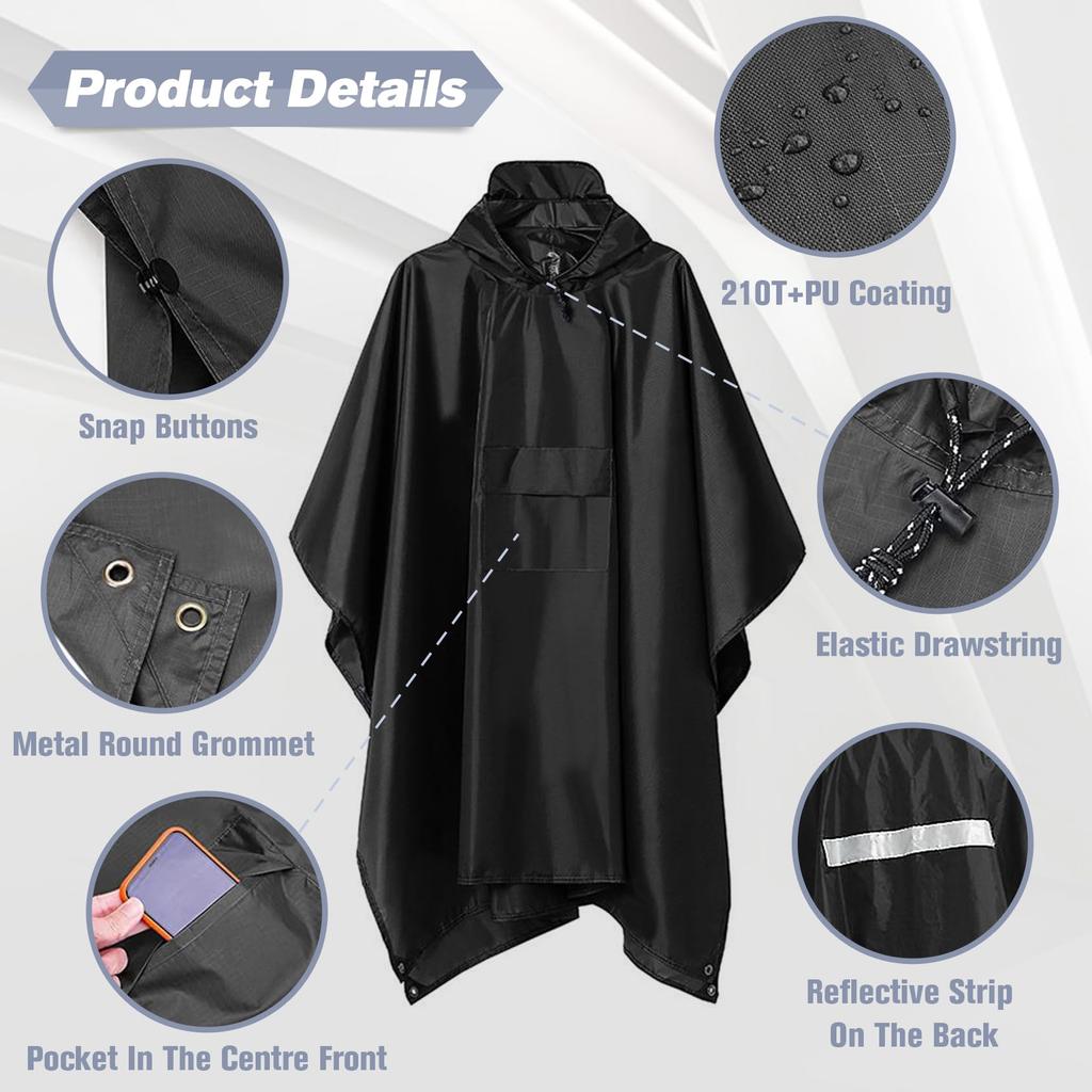 Rain Running Poncho Rain Reflective Backpack Storage Bag PU Easy to Disaster Prevention Rainy Season For Unisex Free [Xrkuu] Raincoat, Poncho,